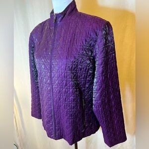 Chico's Purple Jacket with Textured Fabric size 2 (M)